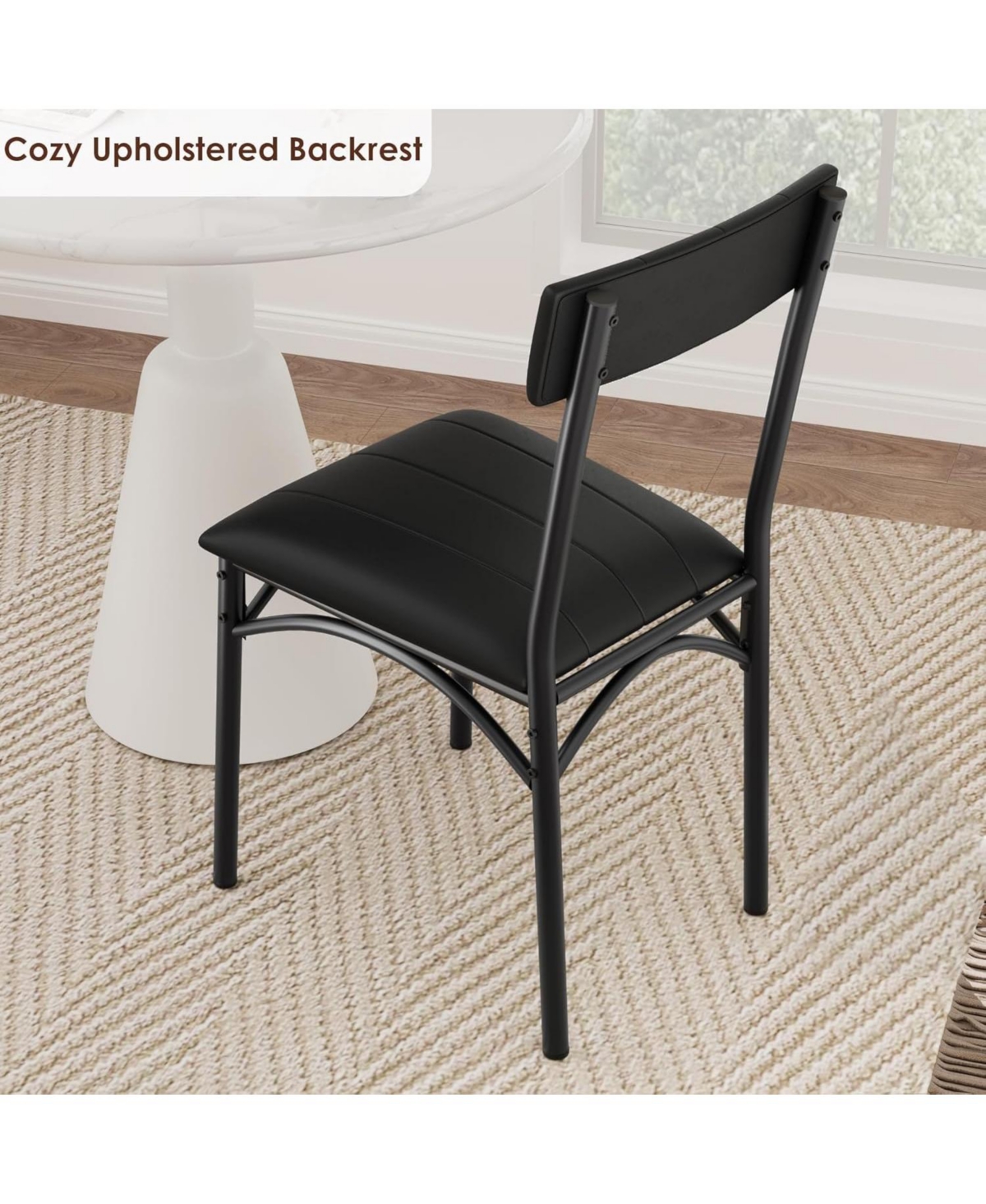 gaomon Set of 4 Modern Upholstered Dining Chairs, Ergonomic High Back, Steel Legs, Comfortable Seat, 140kg Capacity, for Kitchen