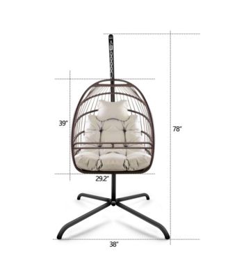 Swing Egg Chair with Stand Indoor Outdoor Wicker Rattan Patio Basket Hanging Chair