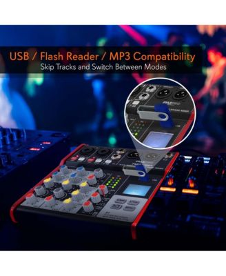 4-Ch. Bluetooth Studio DJ Mixer System with USB Interface and LCD Display (PMXU48BT)