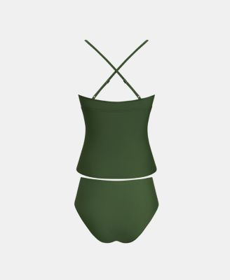 Women's V-Neck Adjustable Straps Tankini Set