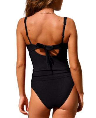 Women's V-Neck Adjustable Strap Tankini Set