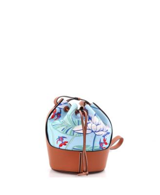 Small Paula's Ibiza Balloon Bucket Bag Printed Canvas and Leather
