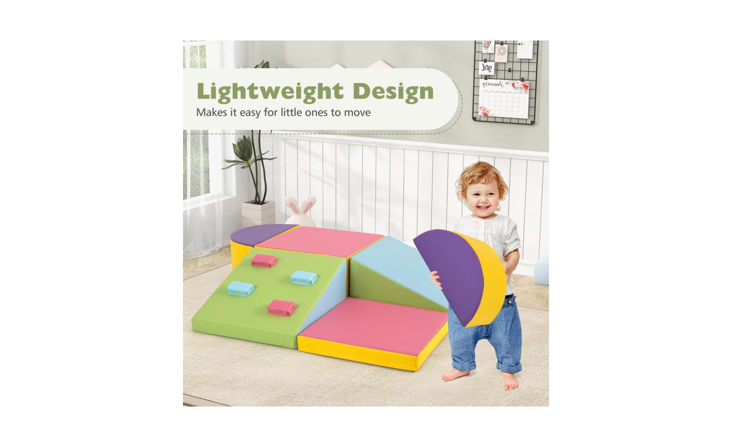 6 Piece Foam Climbing Blocks with Hook and Loop Fasteners