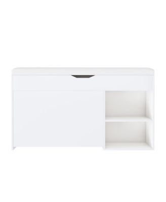 Shoe Bench - Entryway Ottoman with Adjustable 3-Tier Flip-Up Drawers, Hidden Cabinet and Shelf for Living Room, Hallway