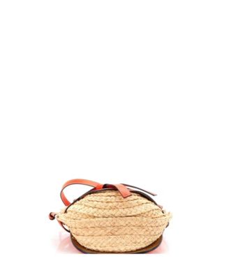 Small Gate Shoulder Bag Leather with Raffia