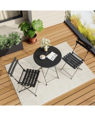3-Piece Folding Bistro Set, 2 Chairs and 1 Table, Weather-Resistant Outdoor/Indoor Conversation Set
