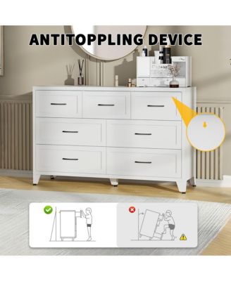 7 Drawer Dresser for Bedroom - Modern Metal Storage Chest with Smooth-Glide Drawers and Adjustable Leveling Feet for Hallway, Living Room