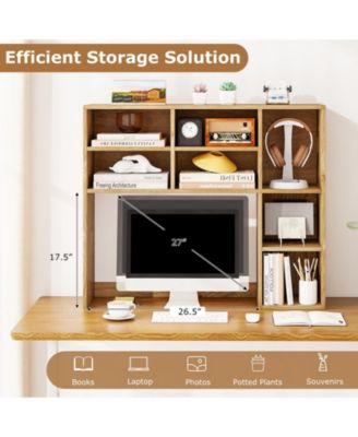 Desktop Bookshelf with 7 Open Cubbies and 3 Adjustable Shelves