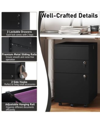 3 Drawer Filing Cabinet Locking Pedestal Desk