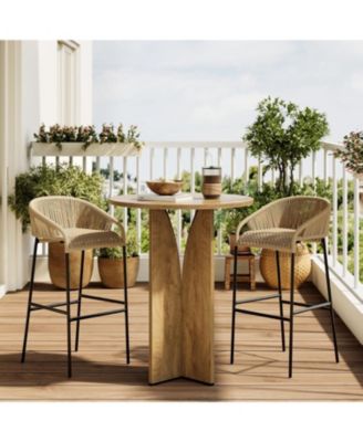 Round Bar Table, 39.37'' H Counter Height Cocktail Table, Wooden High Top Home Bar Unit