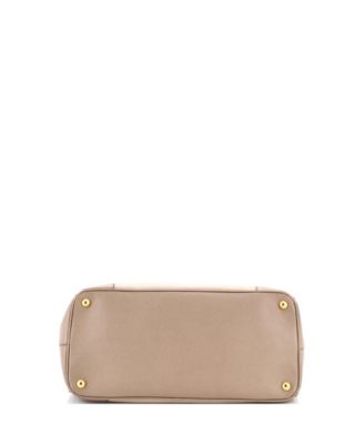 Medium Bicolor Double Zip Lux Tote Saffiano Leather