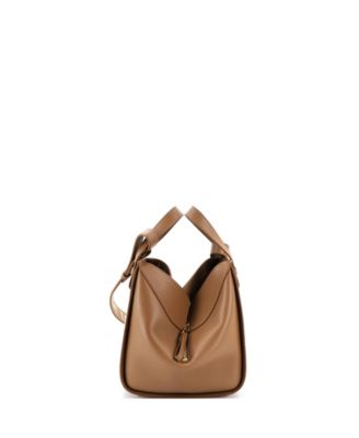 Compact Monochrome Hammock Bag Leather with Logo Jacquard Strap