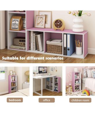 3 Cube Decorative Bookshelf Open Bookcase Toy Storage Organizer Horizontal Vertical, Pink