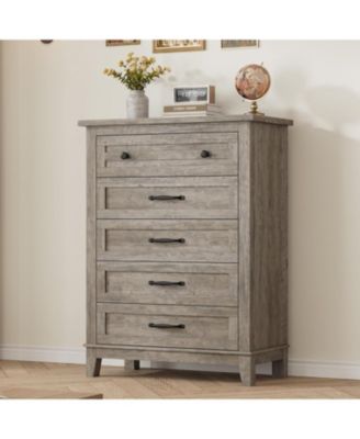 5 Dresser for Bedroom, 41.3 in Tall Vertical Drawer Dresser with Large Storage, Freestanding Wooden Closet Chest for Bedroom, Living Room