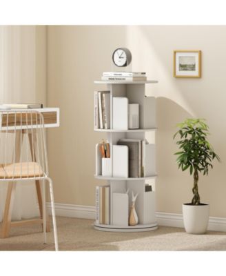 3-Tier Rotating Bookshelf with Dividers and Anti-falling