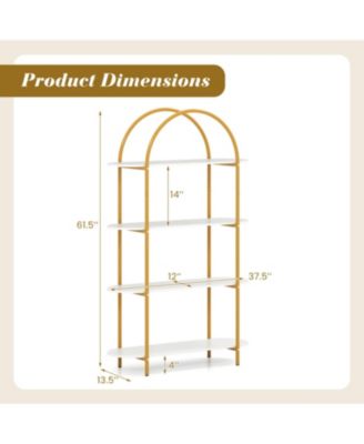 4-Tier Open Bookcase with Sturdy Metal Frame for Living