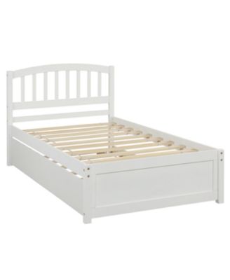 Twin Size Wood Platform Bed With Trundle Pine Wood No Box Spring
