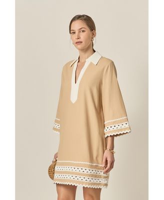 Women's Color Block Shirt Mini Dress