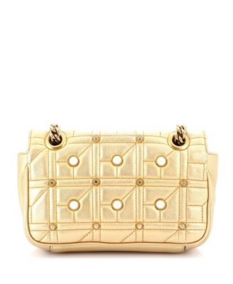 Mini Pearly GG Marmont Flap Bag Embellished Matelasse Leather