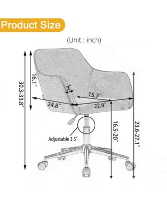 Modern Teddy Fabric Home Office Chair - Adjustable Swivel Desk Chair, Cute Fluffy Computer Chair with Gold Metal Legs for Vanity Room