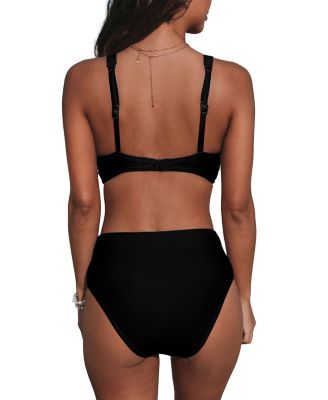 Women's V-Neck High-Waist Bikini Set with Wide Waistband