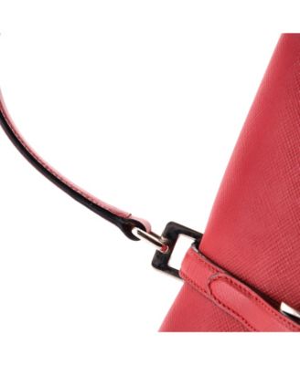 Medium Half Flap Double Turn Lock Satchel Saffiano Leather