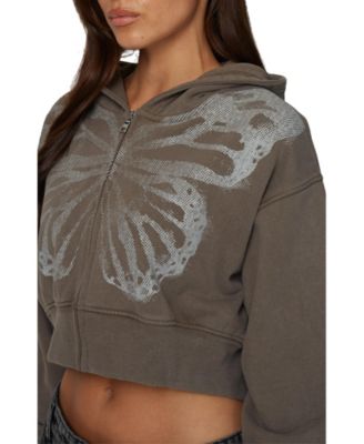 Women's Cropped Zipped Silhouette Hoodie