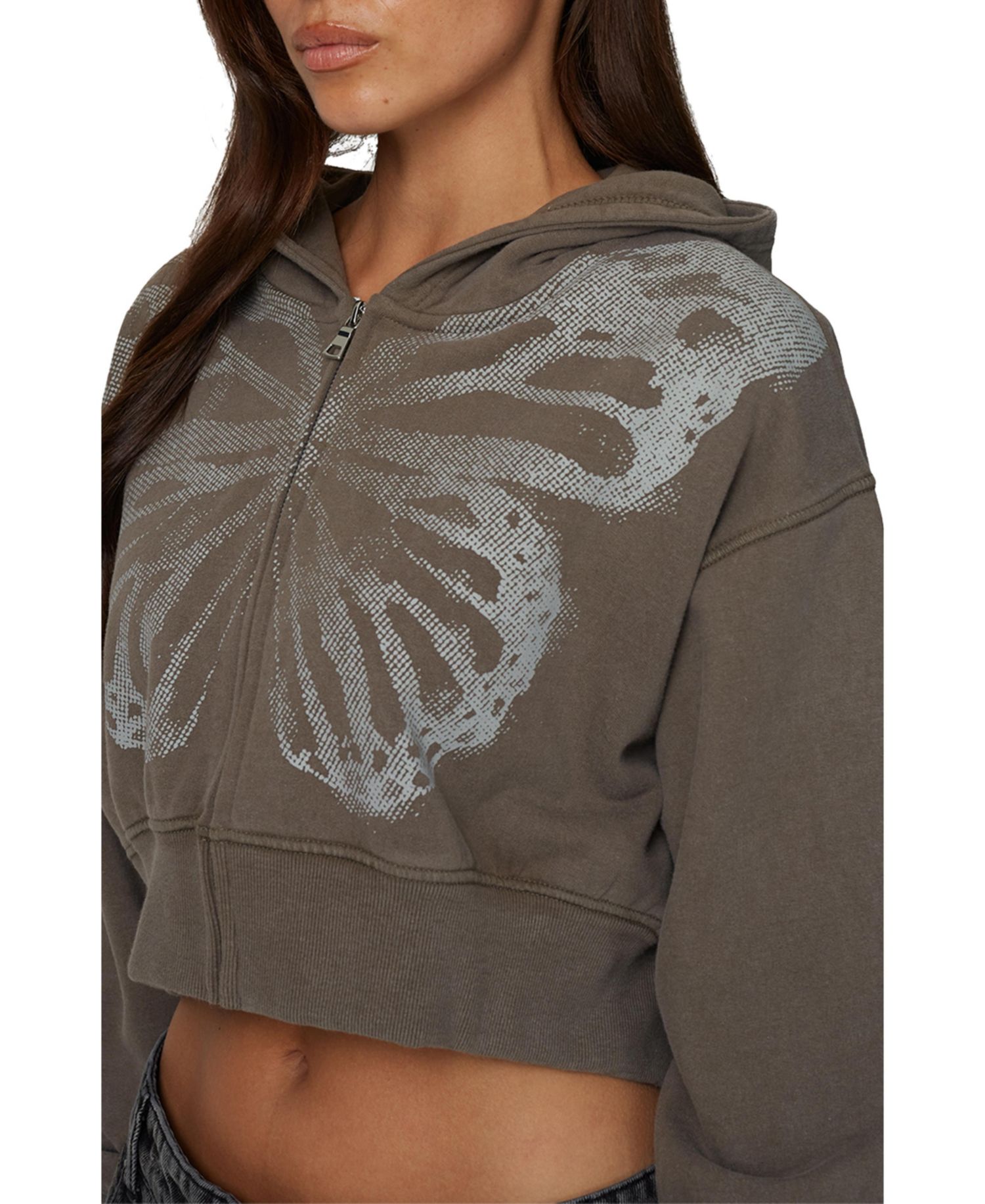 Women's Cropped Zipped Silhouette Hoodie