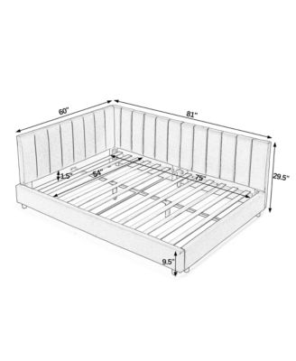 Full Size Mid Century Velvet Upholstered Daybed Sofa Bed  Wood Frame