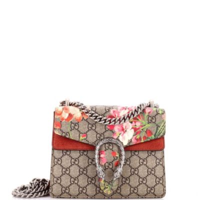 Mini Dionysus Bag Blooms Print GG Coated Canvas