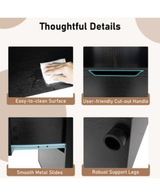 51 Inch Tall 5 Tier Bookcase with 4 Cubes and 2 Storage Drawers