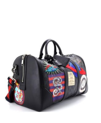 Small Night Courrier Carry On Convertible Duffle GG Coated Canvas with Applique