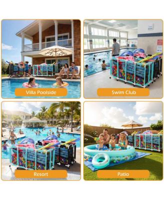 274 Gallon Pool Float Storage Bin Blue Cover Replacement Rolling Raft Noodles Cart Organizer