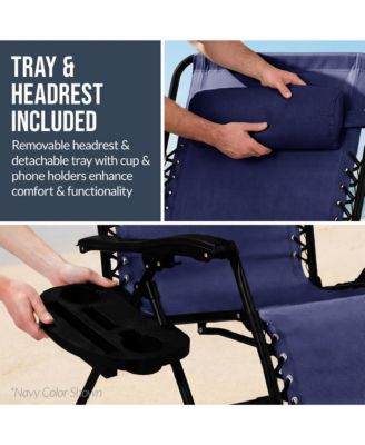 Set of 2 Extra Wide Zero Gravity Lounge Chair Recliners w/ Cup Holder