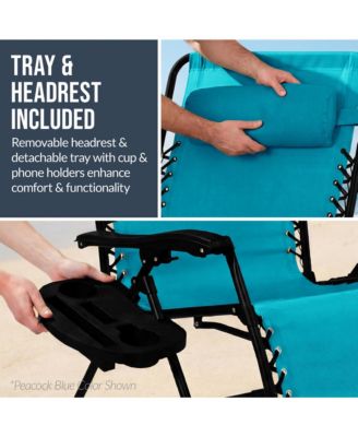 Set of 2 Extra Wide Zero Gravity Lounge Chair Recliners w/ Cup Holder