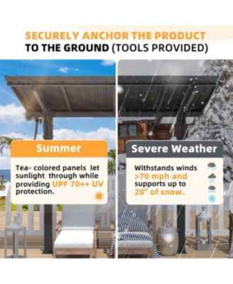16'x10' Lean to Hardtop Metal Carport Gazebo, 10x16 Outdoor Freestanding Pergola Gazebo