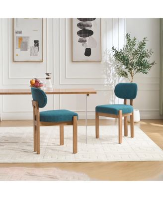 Modern Fabric Upholstered Dining Chairs, Accent Wood Legs, Armless Side Dinner Chair