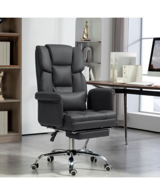 Executive Office Chair PU Leather Ergonomic Desk Chair Reclining Footrest Lumbar Support