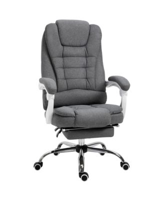 Executive Office Chair with Footrest Linen-Fabric Computer Chair Adjustable