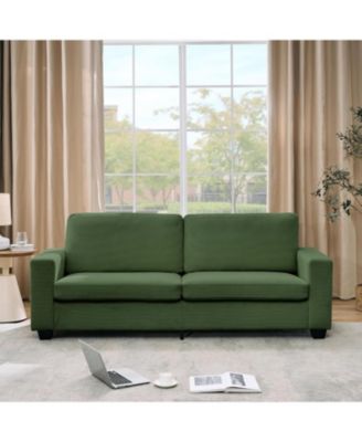 Modern Oversized Corduroy Sofa, 3-Seater Deep Seat Couch with Washable Cover and Wide Armrests