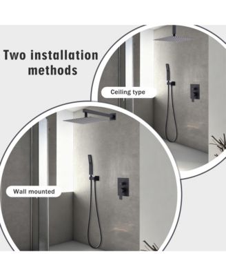 10-Inch Ceiling Mount Rainfall Shower System, All-Metal Rain Showerhead with Handheld Sprayer