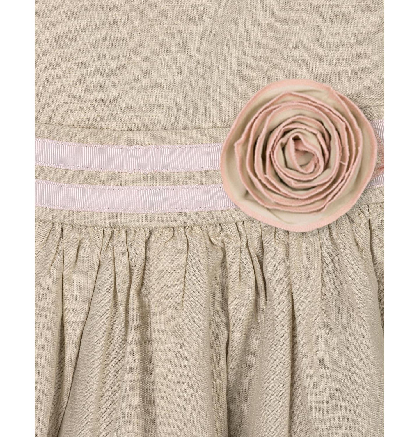 Платье Hope & Henry Linen Cami Rosette Dress для девочек-малышей, цвет: Светлый бежевый — фото 3
