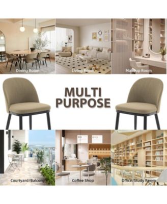 Wooden Dining Chairs Set of 6,Modern Fabric Upholstered Dining Room Chair,Large Dining Room Kitchen Chairs with High Back and Deep Seat