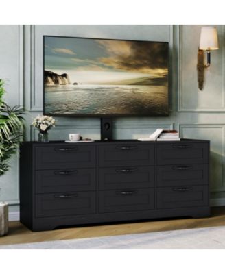 9 Drawer Dresser TV Stand with Mount for 32-85 in TVs, Modern Entertainment Center with Drawers, Media Console Table for Bedroom Living