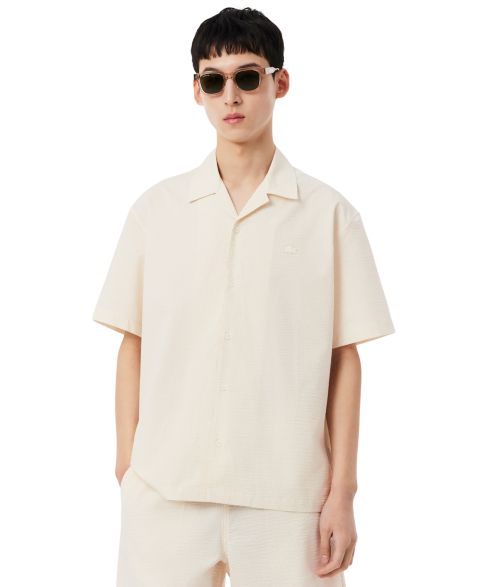 Мужская рубашка Lacoste Relaxed-Fit Seersucker Waffle Hawaii Collar, цвет: Blossom