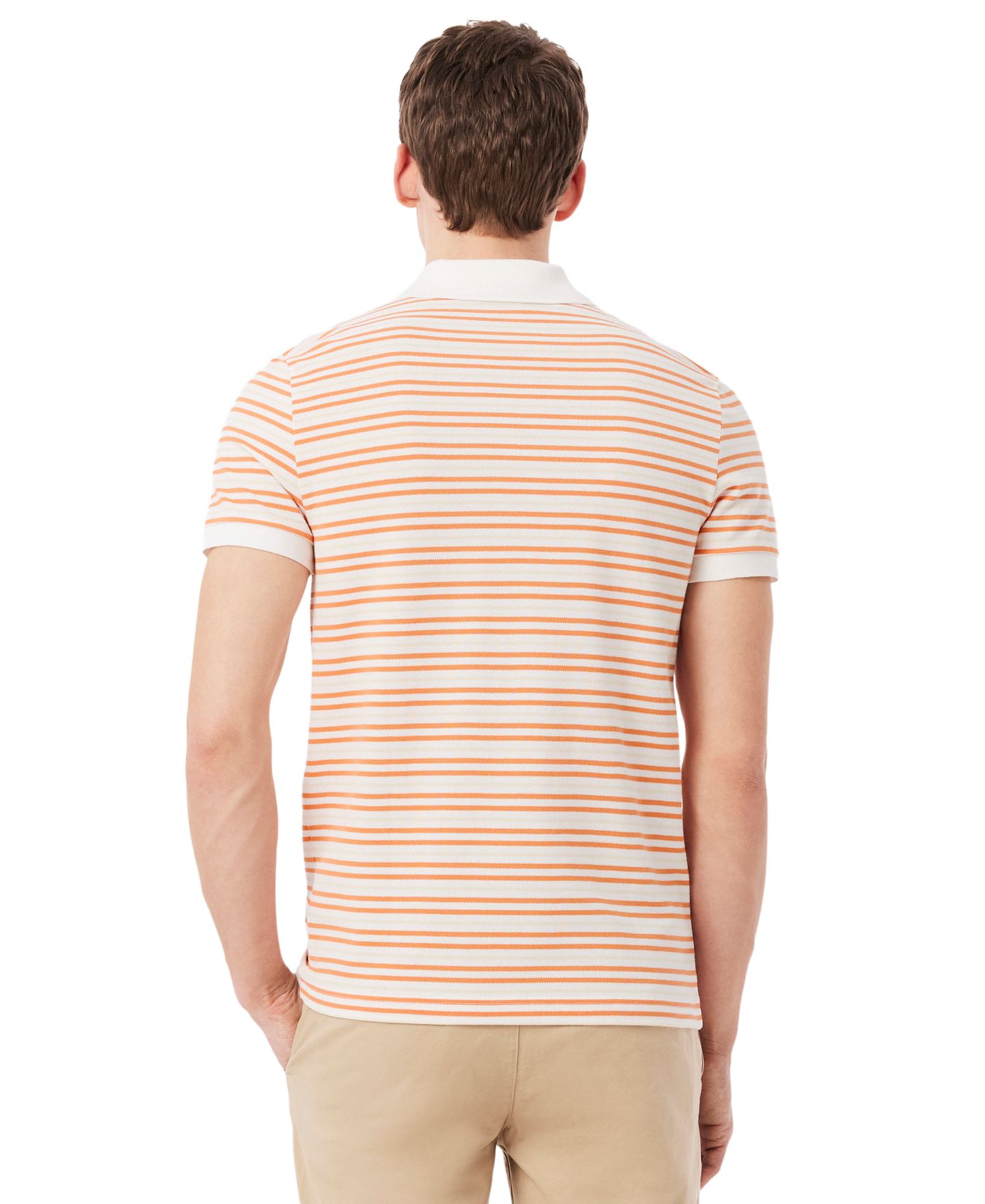 Мужское поло Lacoste Classic-Fit Striped Pique Polo Shirt, цвет: Blossom/Flour — фото 4