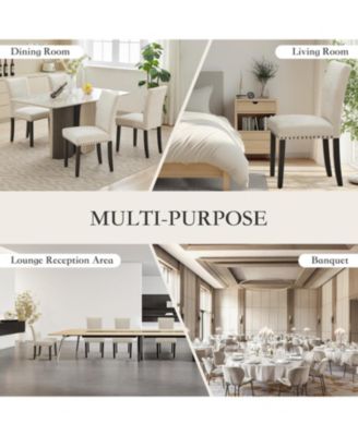 Parsons Dining Chairs Set of 6, Upholstered Fabric Chairs with Nailhead Trim.