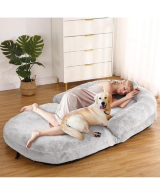 Human Giant Dog Bed for People Adult, Foldable Lazy Sofa Bed for Men Women and Pets, Washable Corduroy Nap Bed