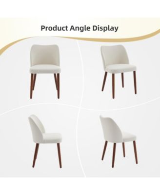 Dining Chair Set of 2,Linen Upholstered Dining Chair with Wood Legs,Wing Backrest,Wooden Kitchen Chair,Kitchen Chairs with Thick Cushions