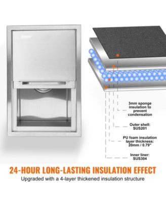 18 x 12 x 14.5 Inch Drop-In Stainless Steel Ice Chest, 40.9 Qt with Sliding Lid